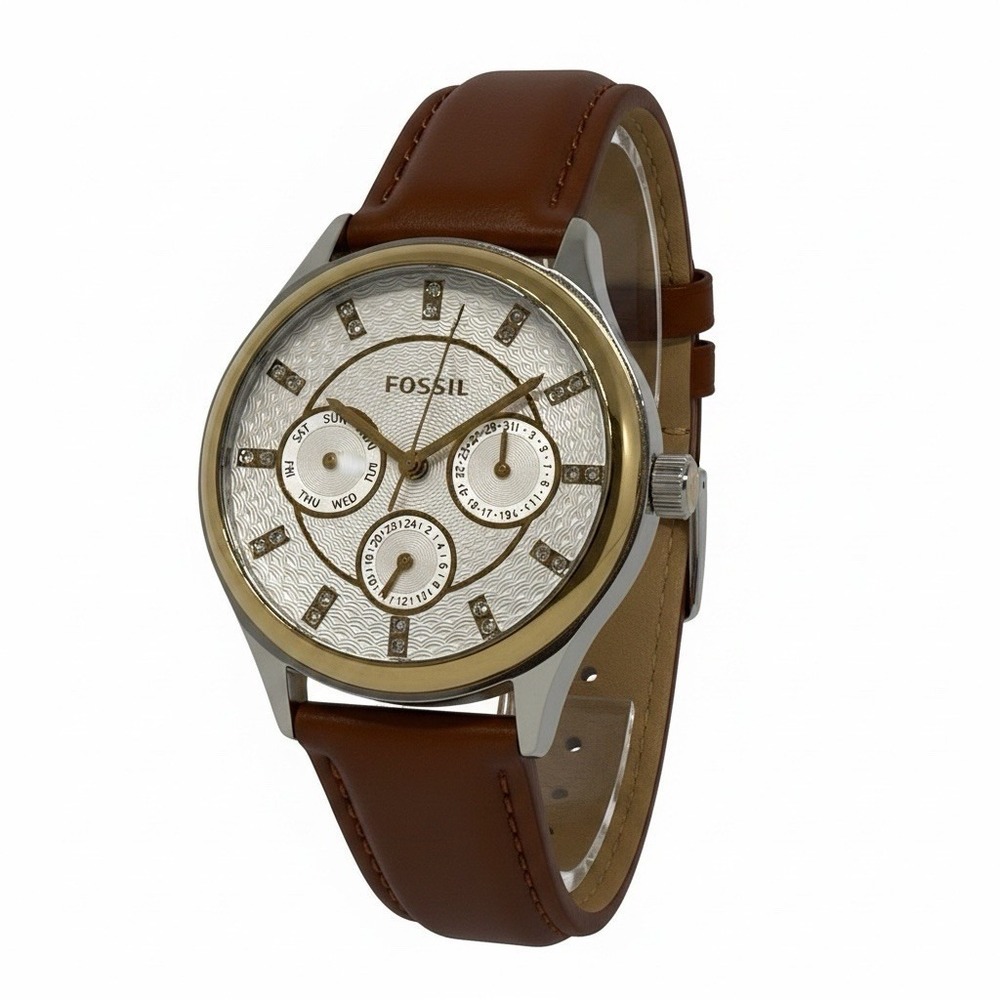 Fossil BQ1566 Modern Sophisticate Brown Leather Women's‎ Watch Need Battery